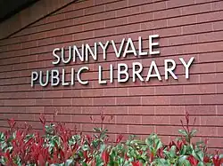 Exterior sign on the library building
