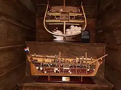 Model of a slave ship in the cellar of the museum