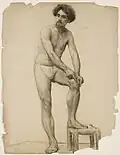 Study of Male Nude, 1897 in Conté crayon