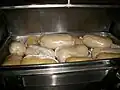 Wraps of Eba and pounded yam