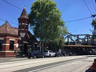Swan Street with the Swan Street Rail Bridge to the right