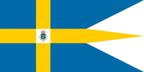 Royal standard of Sweden with the lesser coat of arms, used by other members of the Royal House.