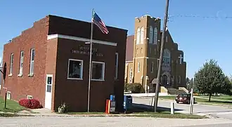 Church and Post Office in Swedesburg, Iowa