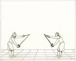 A modern illustration of Swetnam's true guard.