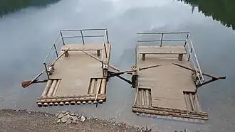 Rafts on Synevyr Lake