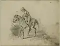 "A Farmhand on Horseback" (Parobek na koniu). Ink on paper, 1852