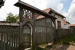 A typical Székely gate in Remetea (Gyergyóremete)