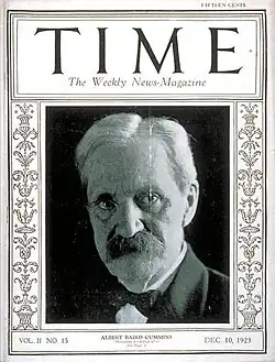 A TIME Magazine cover showing the face of Albert Baird Cummins