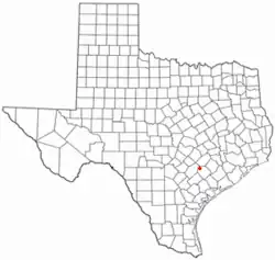 Location of Moulton, Texas