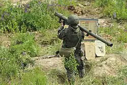 Belarussian soldier in a joint military exercise with Russia in 2018