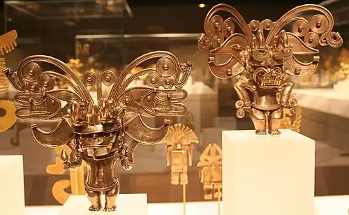 Tairona figure pendants in gold