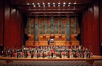 Image 10Apo Hsu and the NTNU Symphony Orchestra on stage in the National Concert Hall in Taipei and Play Saint-Saens's Organ Symphony No. 3 (from Culture of Taiwan)
