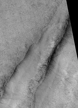 Tantalus Fossae, as seen by HiRISE. Click on image to see dust devil tracks.