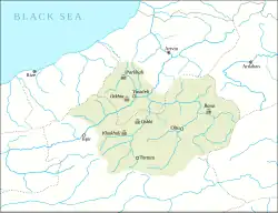 Boundaries of Tao shown within the modern territorial division