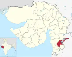 Location of district in Gujarat
