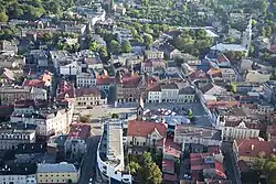 Bird's eye view of the town center