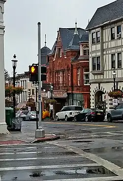 Corner of Main Street and North Broadway, showing the historic Tarrytown Music Hall