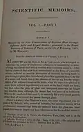 First page of volume I of Scientific Memoirs (1841)