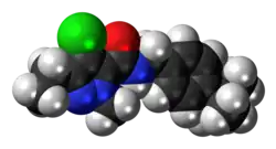 Space-filling model of the tebufenpyrad molecule