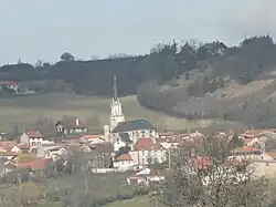Village of Teilhède from south-east (from RD 411 commune Prompsat)