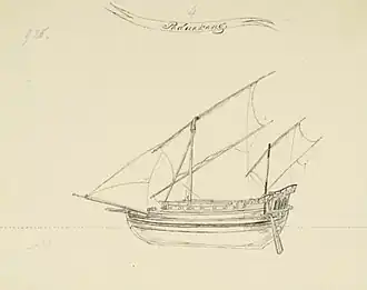 A drawing of paduakang, c. 1821–1828.