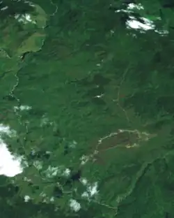 An image of Telefomin from space. The Sepik river can be seen, only a short distance from its source.