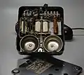 Image 2Rotary dial telephone, probably from Belgium; the circuit diagram inside is in Dutch and French