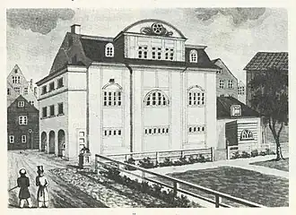 Temple, 1st venue (1818–1844), Erste Brunnenstraße, exterior