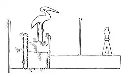 Contemporary Temple on the Narmer macehead: a low structure with a curved roof and corner projections, with a large walled courtyard.[19]