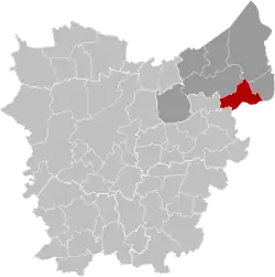 Location of Temse in East Flanders