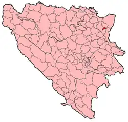 Location of Teočak within Bosnia and Herzegovina.