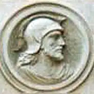 Detail of a portal in Orihuela, Spain, probably showing duke Theudimer (Teodomiro de Orihuela).