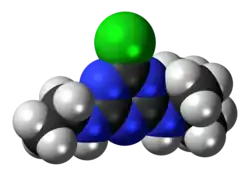 Space-filling model of the terbuthylazine molecule