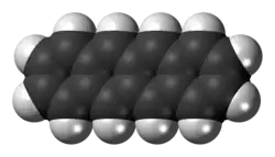 Space-filling model of the tetracene molecule