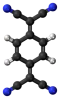 Ball-and-stick model of the tetracyanoquinodimethane molecule