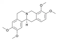 2D representation of the chemical structure of tetrahydropalmatine .