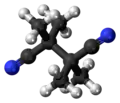 Ball-and-stick model of the tetramethylsuccinonitrile molecule