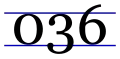 horizontal guidelines with a zero touching top and bottom, a three dipping below, and a six cresting above the guidelines, from left to right