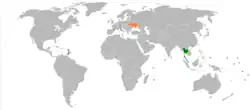 Map indicating locations of Thailand and Ukraine