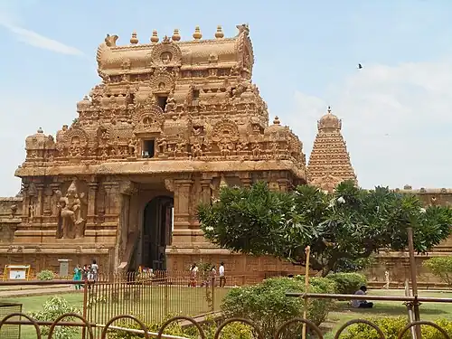 Temple entrance gopurams at Thanjavur