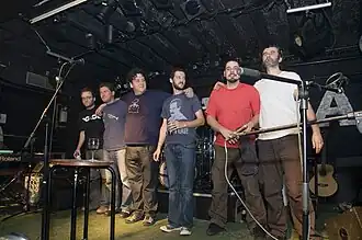 TBF members in concert at Močvara club in Zagreb in November 2009, when they recorded their live album Perpetuum Fritule