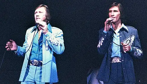 Bobby Hatfield (left) and Bill Medley performing at Knott's Berry Farm in the 1970s