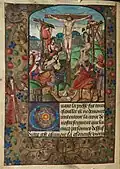 f. 98v Longinus pierces Christ
