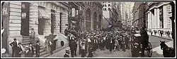 Open-air securities market on a Manhattan street.