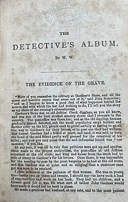 Title page of an aged book with the heading "The Detective's Album by W. W."