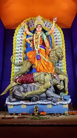 The Goddess of Jagadhatri at Ratanpur Baro Jagadhatri Tola of Singur