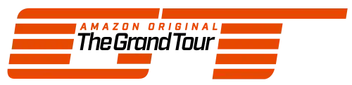 An image of the programme's logo, consisting of the letters GT inside of which is the text Amazon Original surmounting the words The Grand Tour. The letters GT are in the form of five horizontal red bars. Amazon Original is also red, and all uppercase letters. "The Grand Tour" is in black, title case lettering.