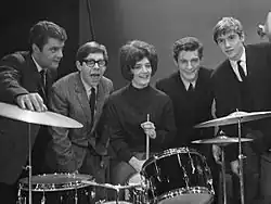 The Honeycombs in Rotterdam, 1964 (l-r): John Lantree, Martin Murray, Honey Lantree, Denis D'Ell, Alan Ward