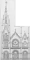 Original blueprint design for edifice of church, 1898