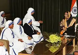 President of India Pratibha Patil meeting the representatives of Missionaries for Charities from India, at Damascus, Syria, on 28 November 2010.